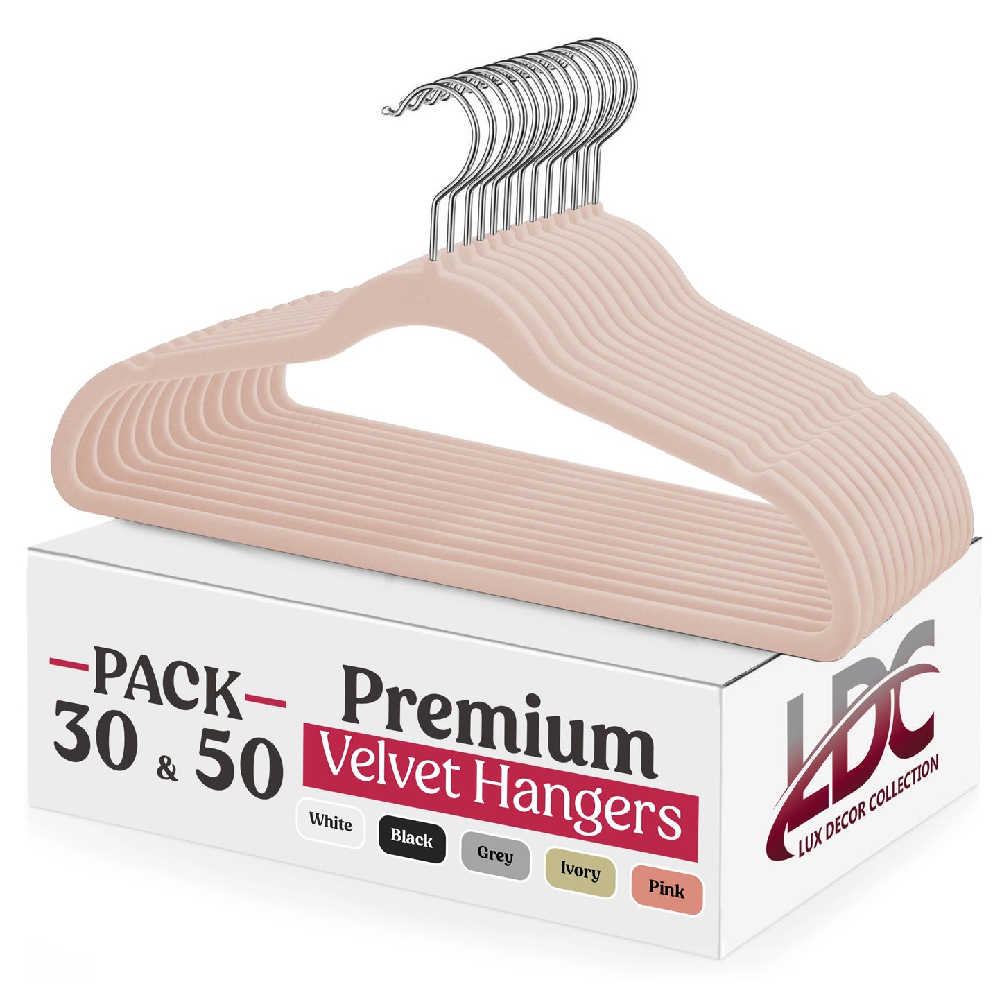 LDC Lux Decor Velvet Hangers Non-Slip Heavy Duty Swivel Hook