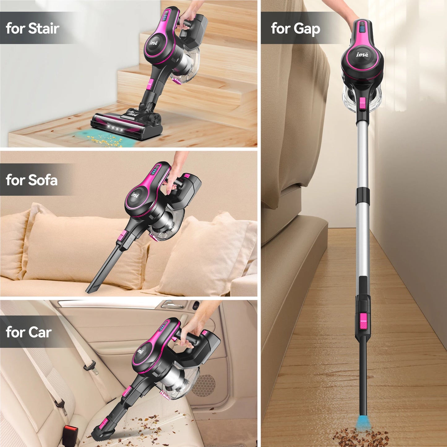 INSE N5T Cordless Vacuum Cleaner 25KPa 6 in 1 Handheld