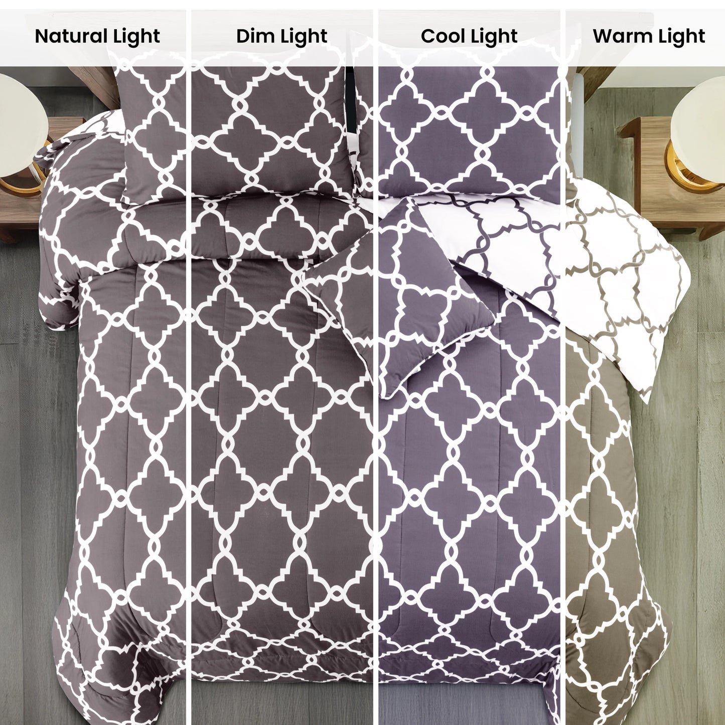 LDC Lux Decor Reversible 5 Piece Comforter Set Microfiber Bedding