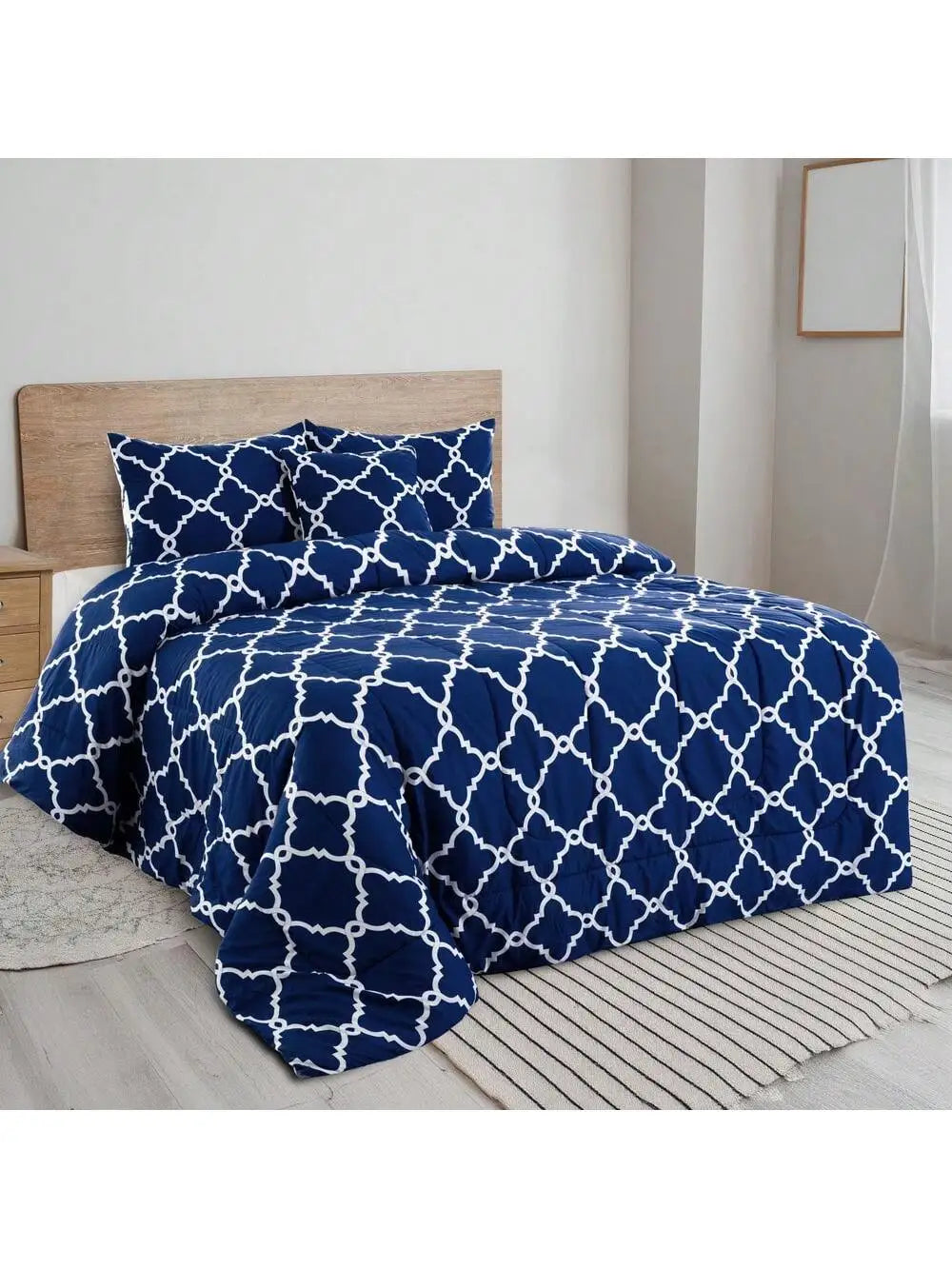 LDC Lux Decor Reversible 5 Piece Comforter Set Microfiber Bedding