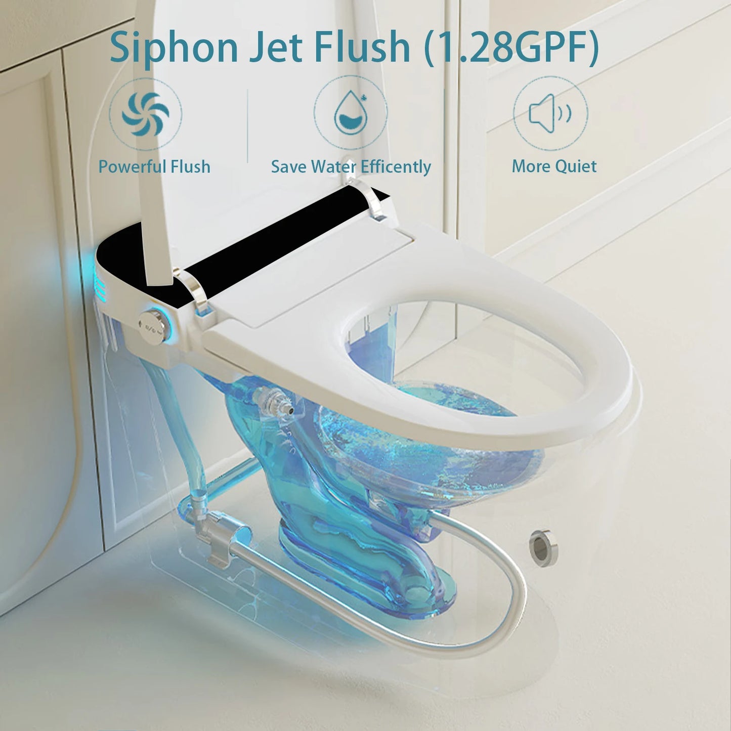 Smart Toilet With Built In Bidet And Heated Seat Automatic Open Close Dual Flush