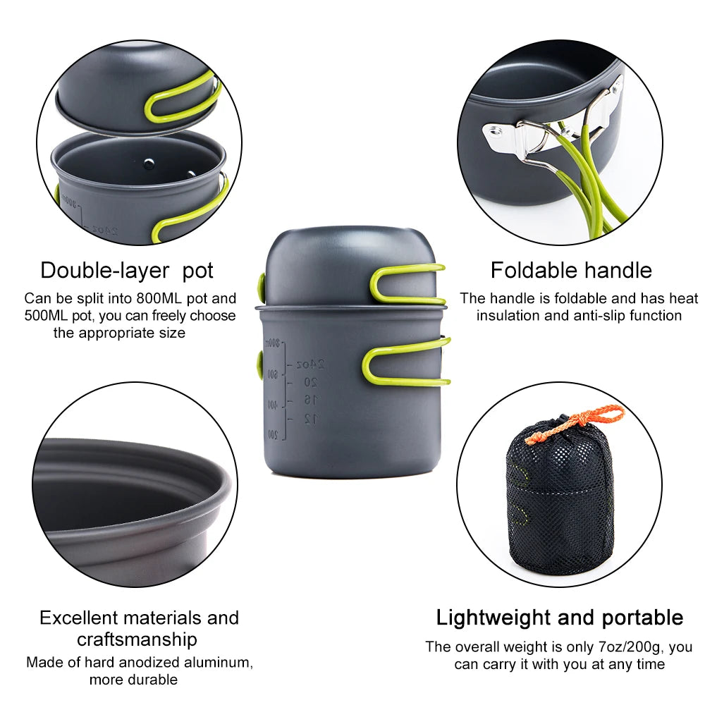Widesea Ultralight Camping Cooking Utensils Pot Set