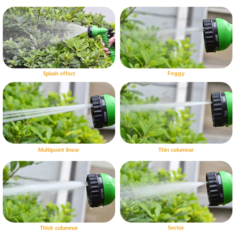 Expandable Garden Hose With Seven Pattern Spray Nozzle
