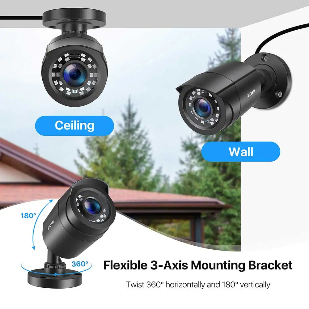 ZOSI 2MP Outdoor Security Camera 4In1 TVI CVI AHD CVBS