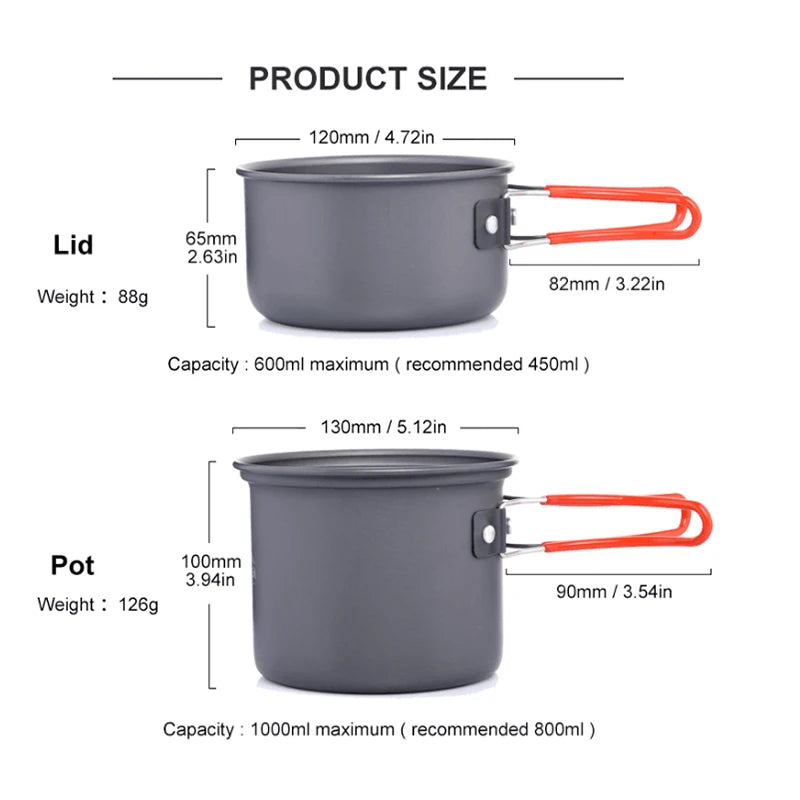 Widesea Ultralight Camping Cooking Utensils Pot Set