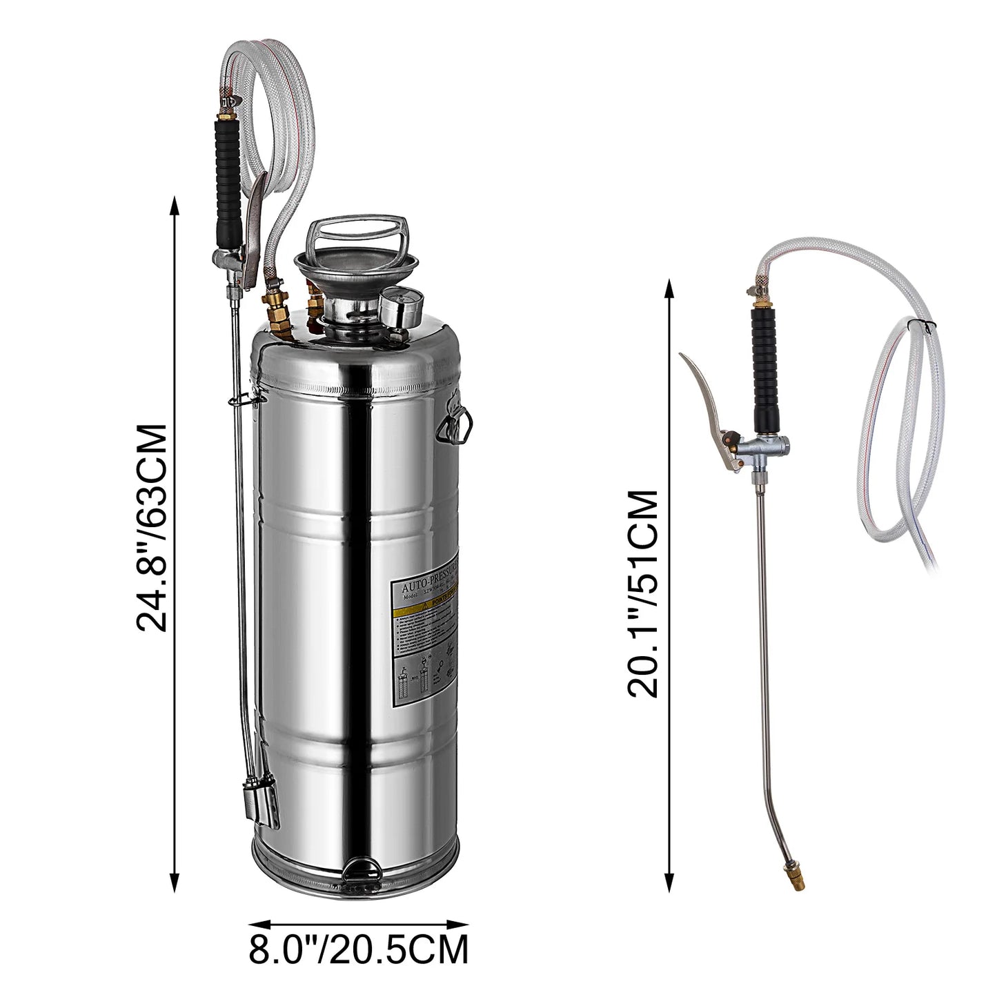 SucceBuy Hand Powered Stainless Steel Sprayer For Garden And Home