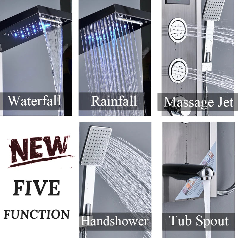 Shinesia Luxury Led Shower Panel Spa Massage Jet System