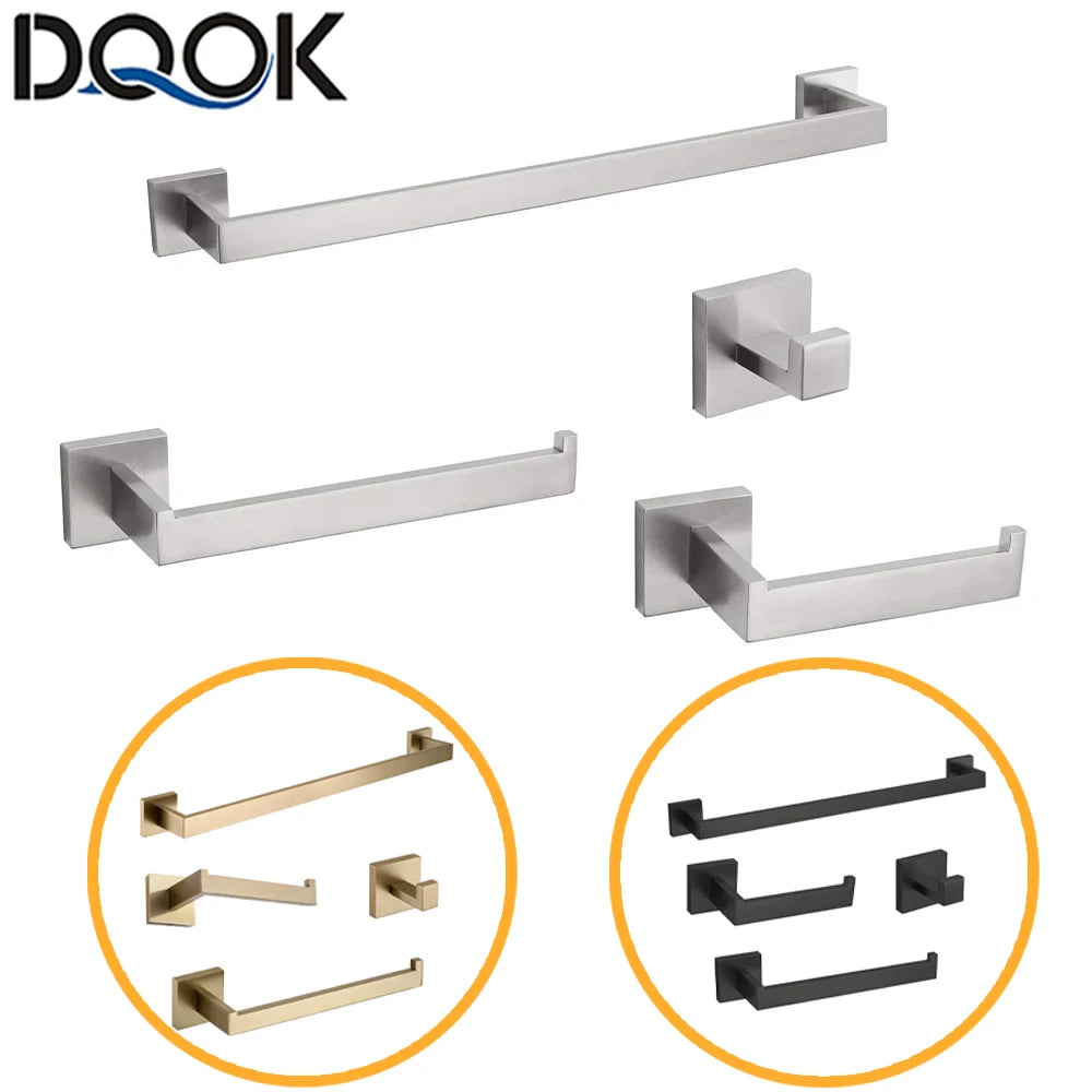 DQOK Brushed Stainless Steel Bath Hardware Set With Accessories Included