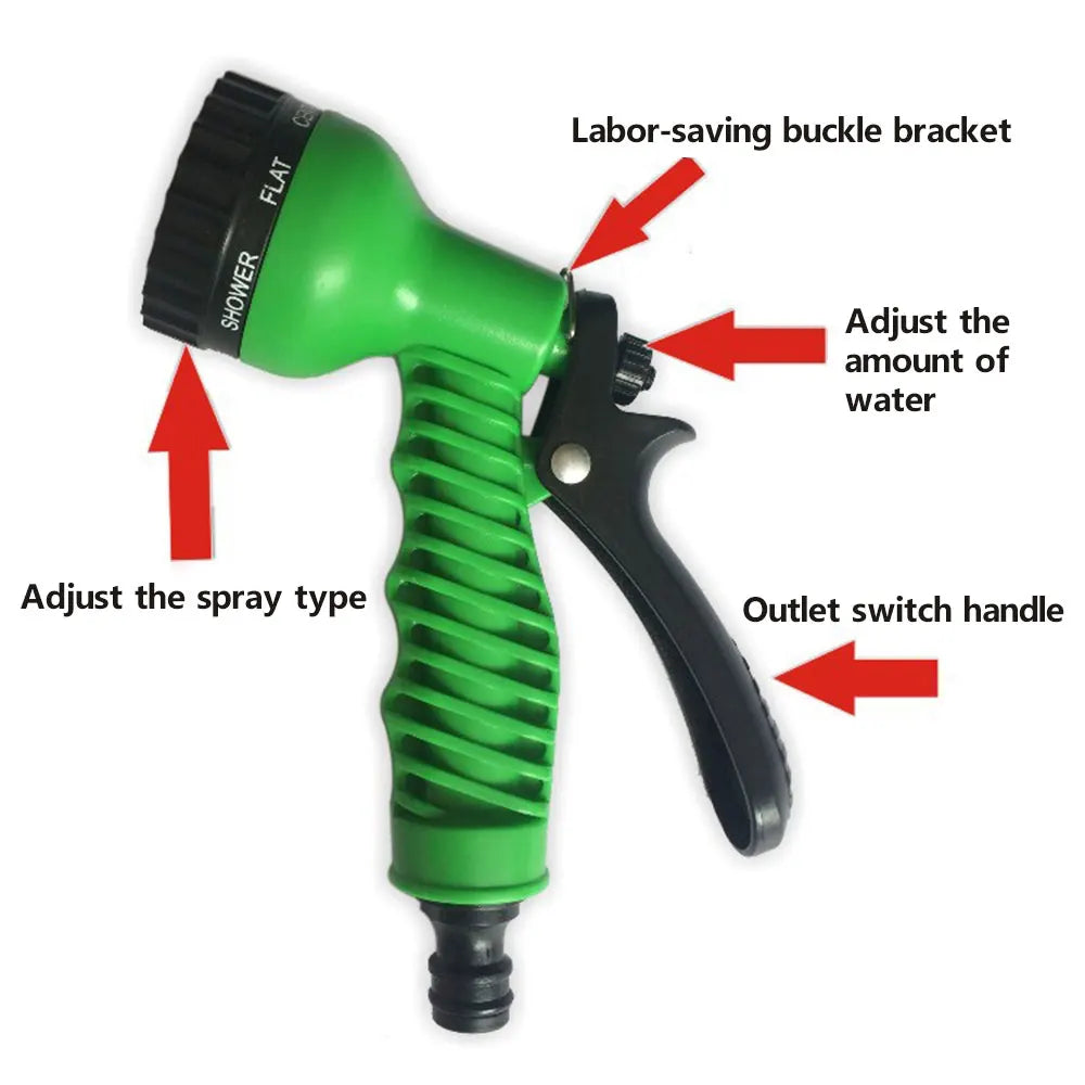 Expandable Garden Hose With Seven Pattern Spray Nozzle