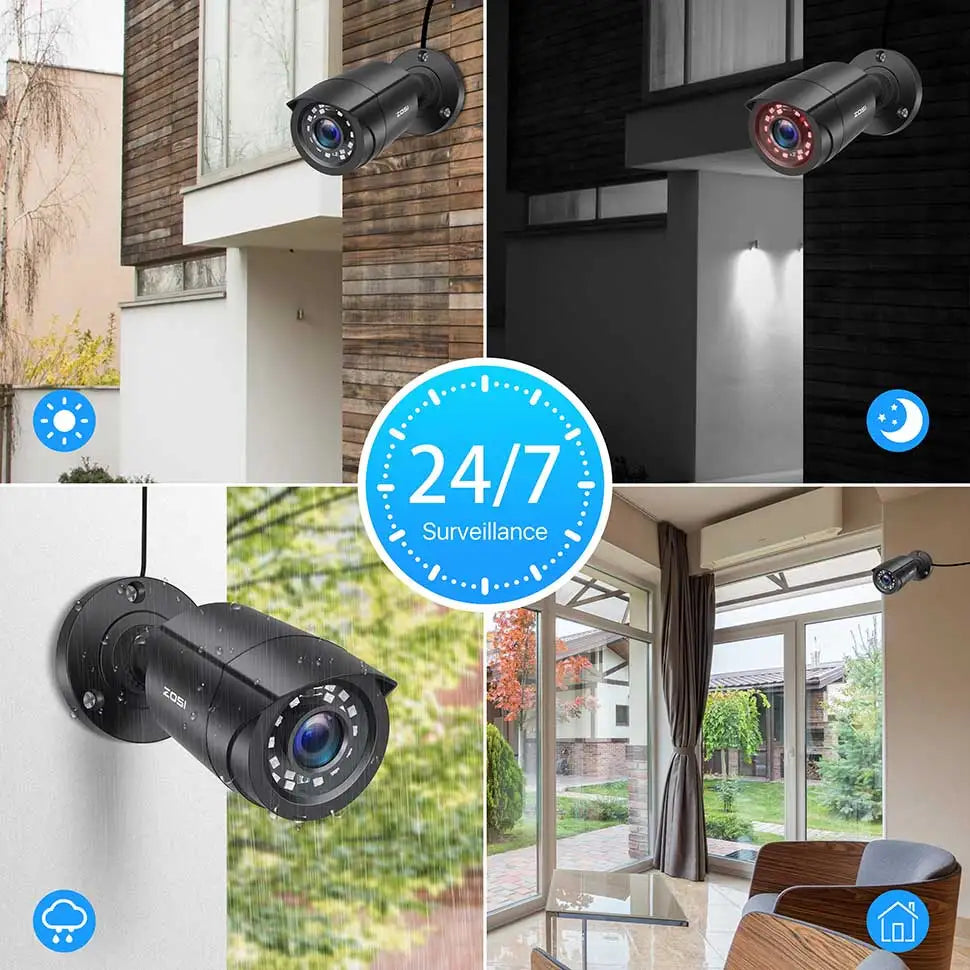ZOSI 2MP Outdoor Security Camera 4In1 TVI CVI AHD CVBS