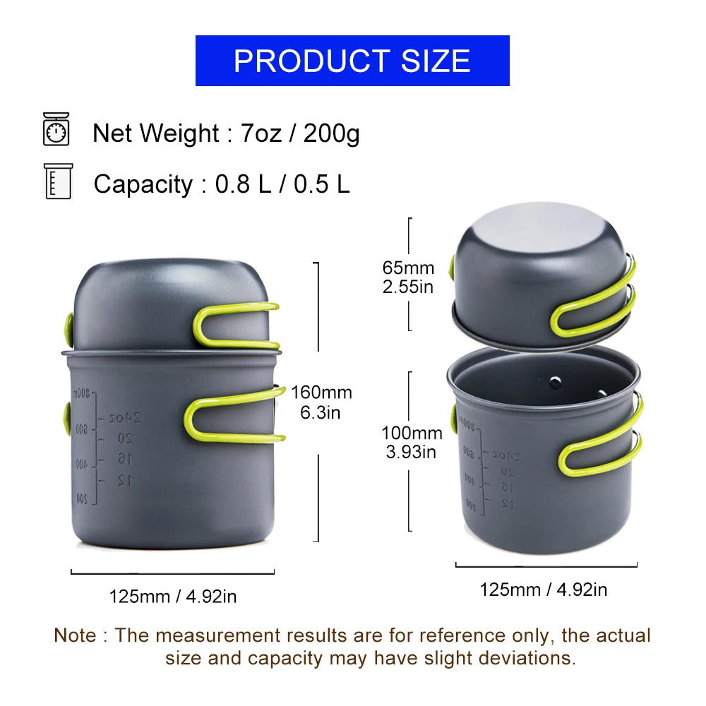 Widesea Ultralight Camping Cooking Utensils Pot Set