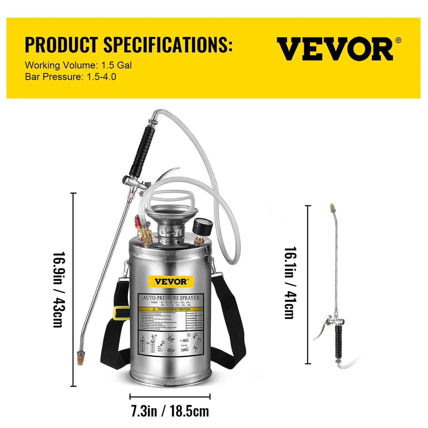 SucceBuy Hand Powered Stainless Steel Sprayer For Garden And Home