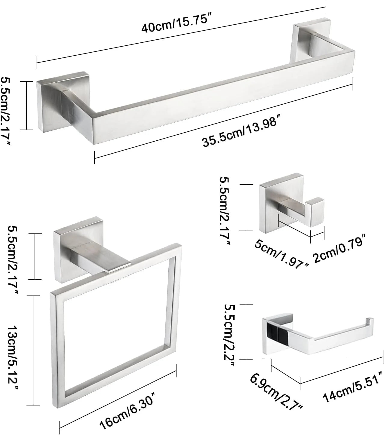 DQOK Brushed Stainless Steel Bath Hardware Set With Accessories Included