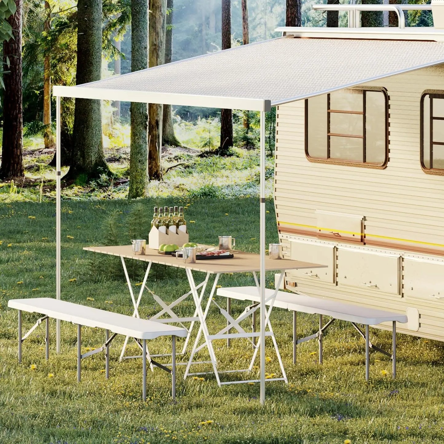 TWISTER.CK Plastic Folding Bench Outdoor 2-Pack With Carrying Handle