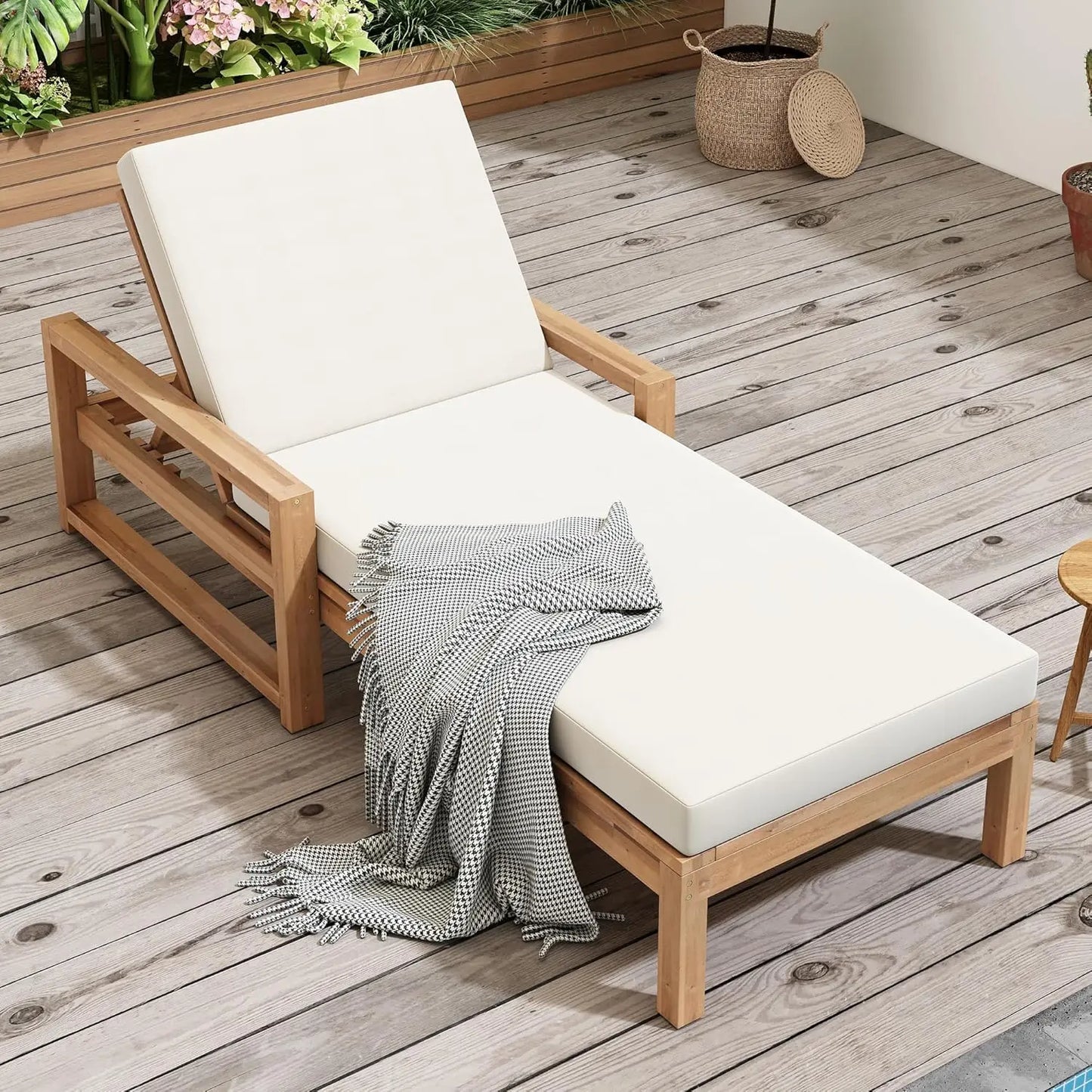 5-Position Adjustable Outdoor Chaise Lounge Set with Steel Frame