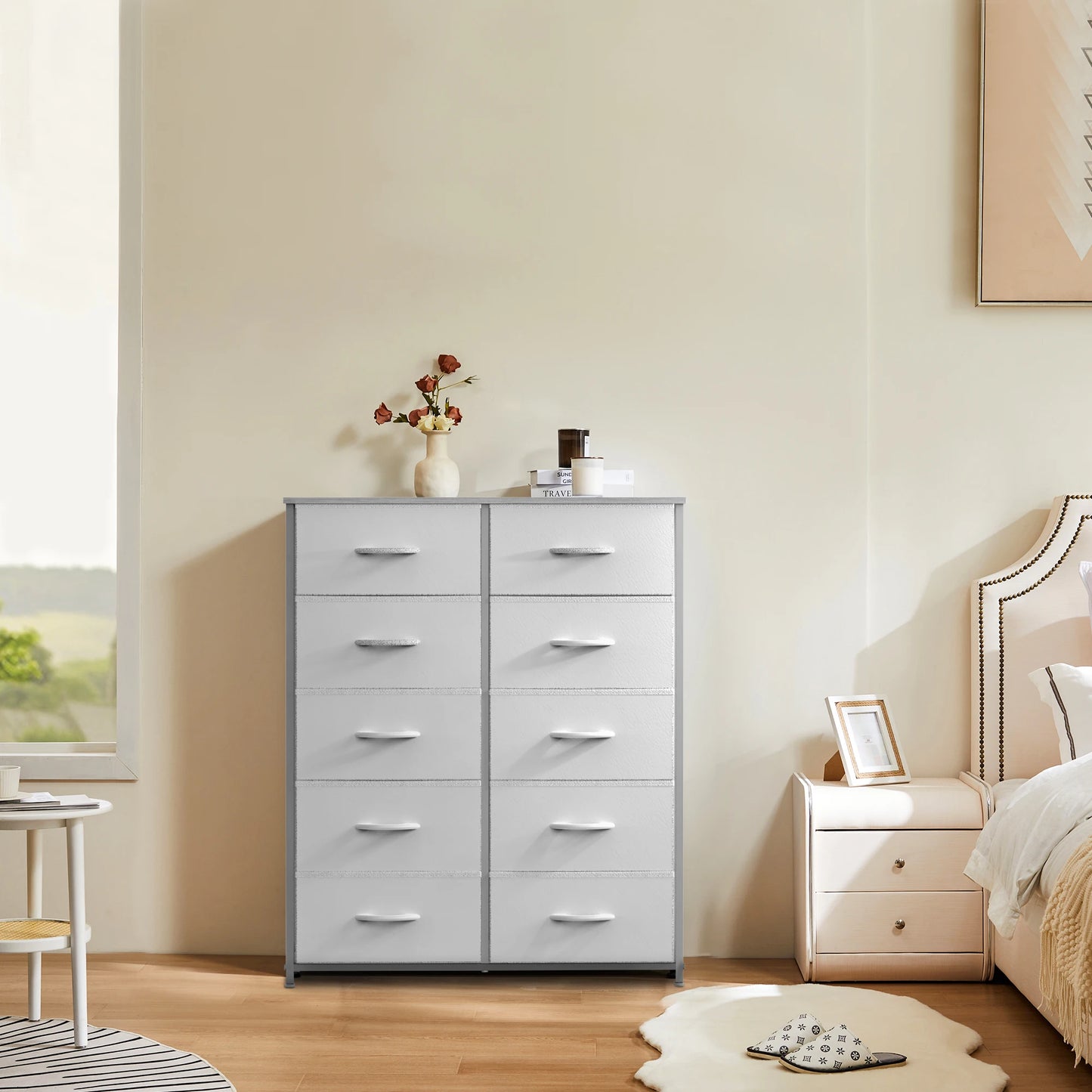 JHK Wardrobe For Bedroom With Fabric Drawers And Storage Cabinet