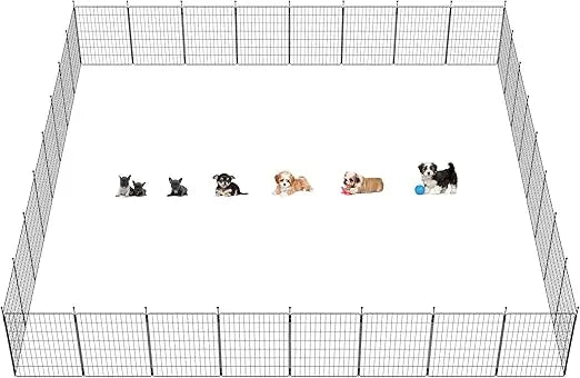 MiniPaws Unleashed Dog Playpen for Yard & RV Camping, Expandable 24-inch 32 Panels for Puppies and Small Dogs, Portable
