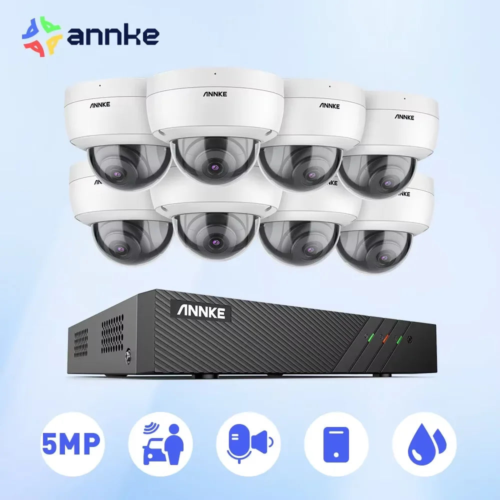 ANNKE 8CH 5MP POE Security System With 6MP NVR And 5MP Waterproof Cameras