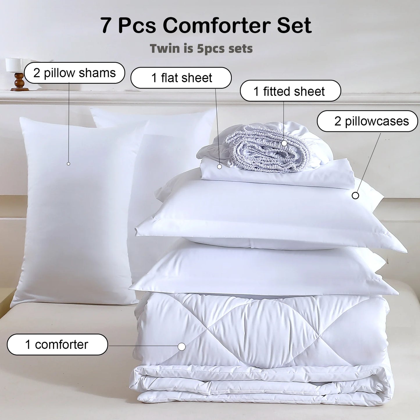easYum Bedding Set Comforter Flat Sheet Fitted Sheet Pillowcases
