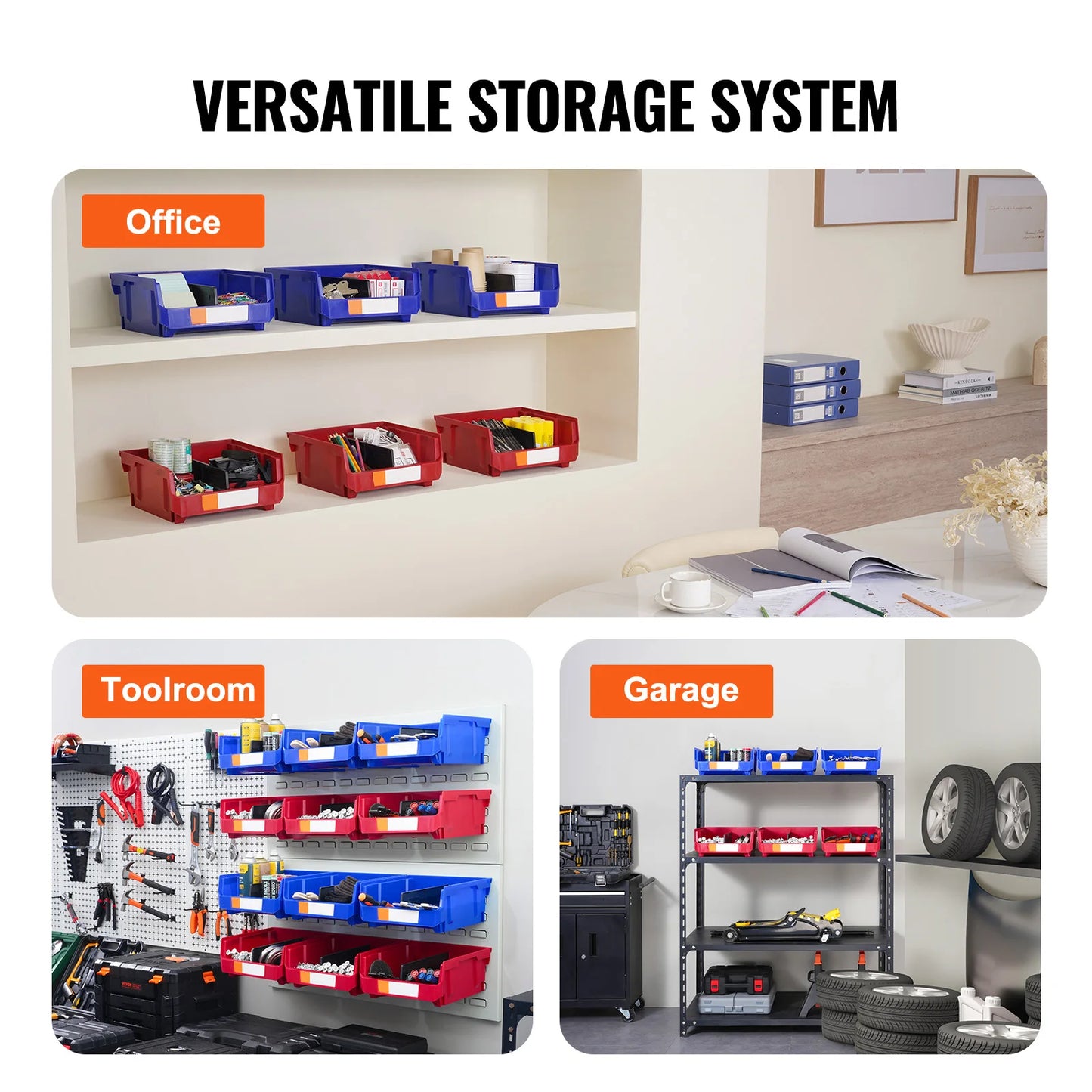 SucceBuy Stackable Storage Bins for Garage Closet Kitchen Office