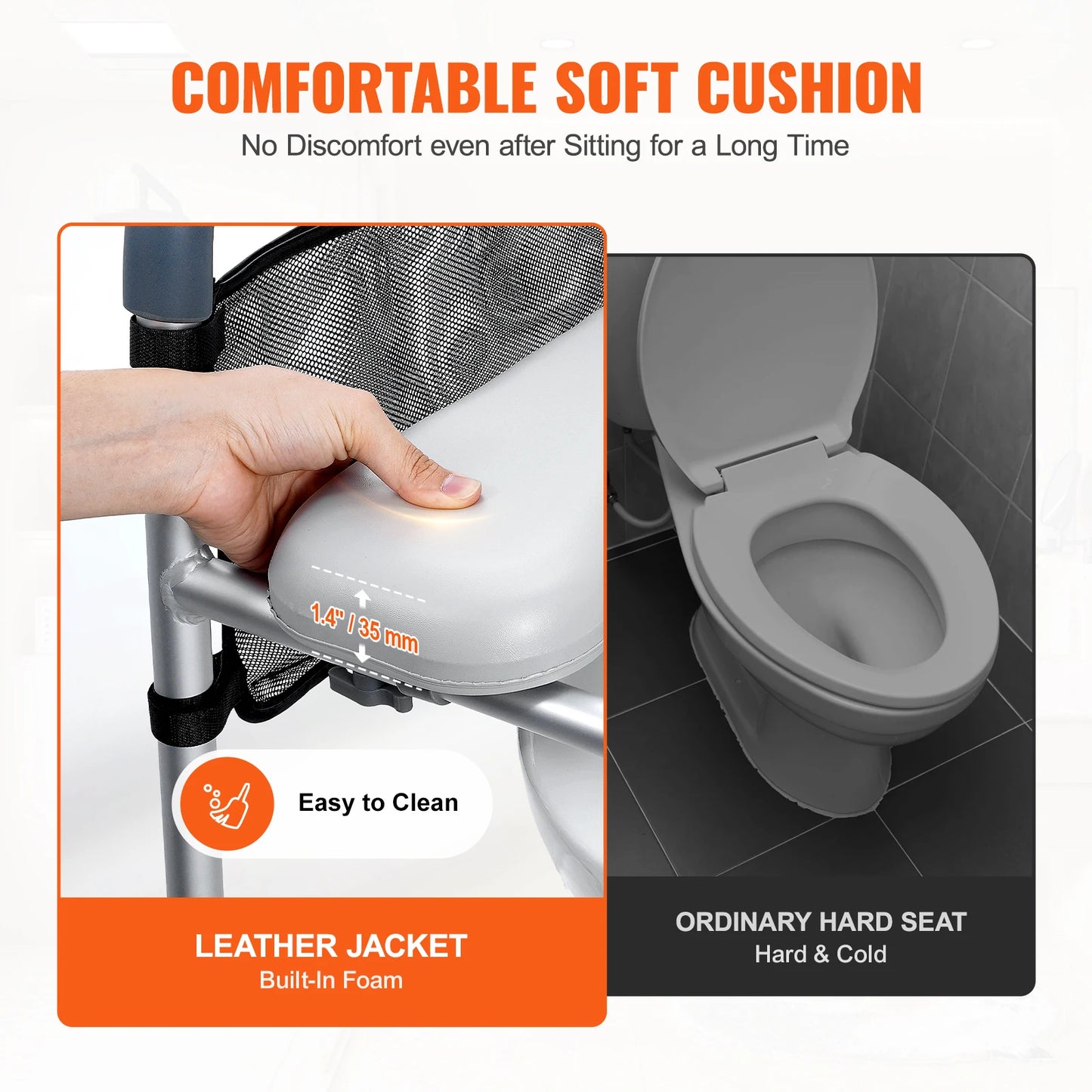 SucceBuy Raised Toilet Seat With Adjustable Height Aluminum Frame