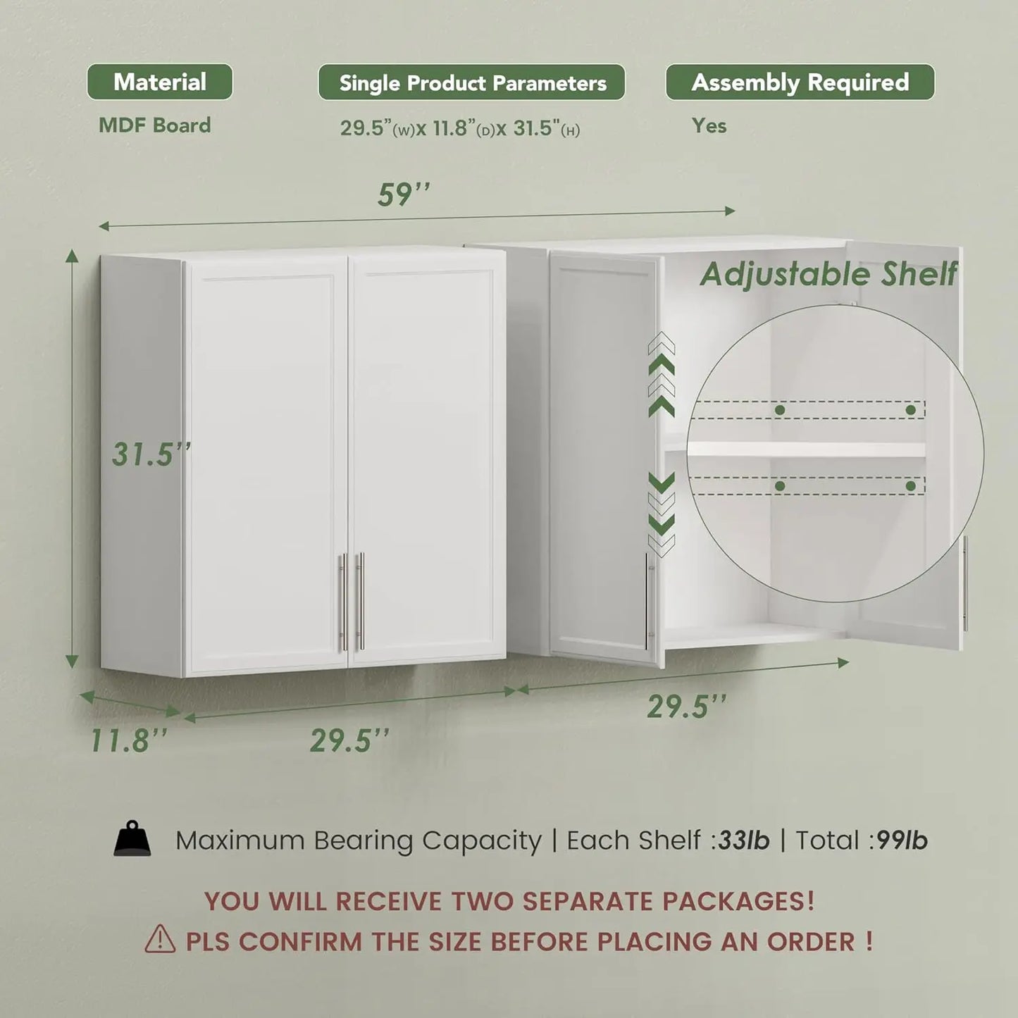 Laundry Room Wall Cabinet With Adjustable Shelves And Durable Wood