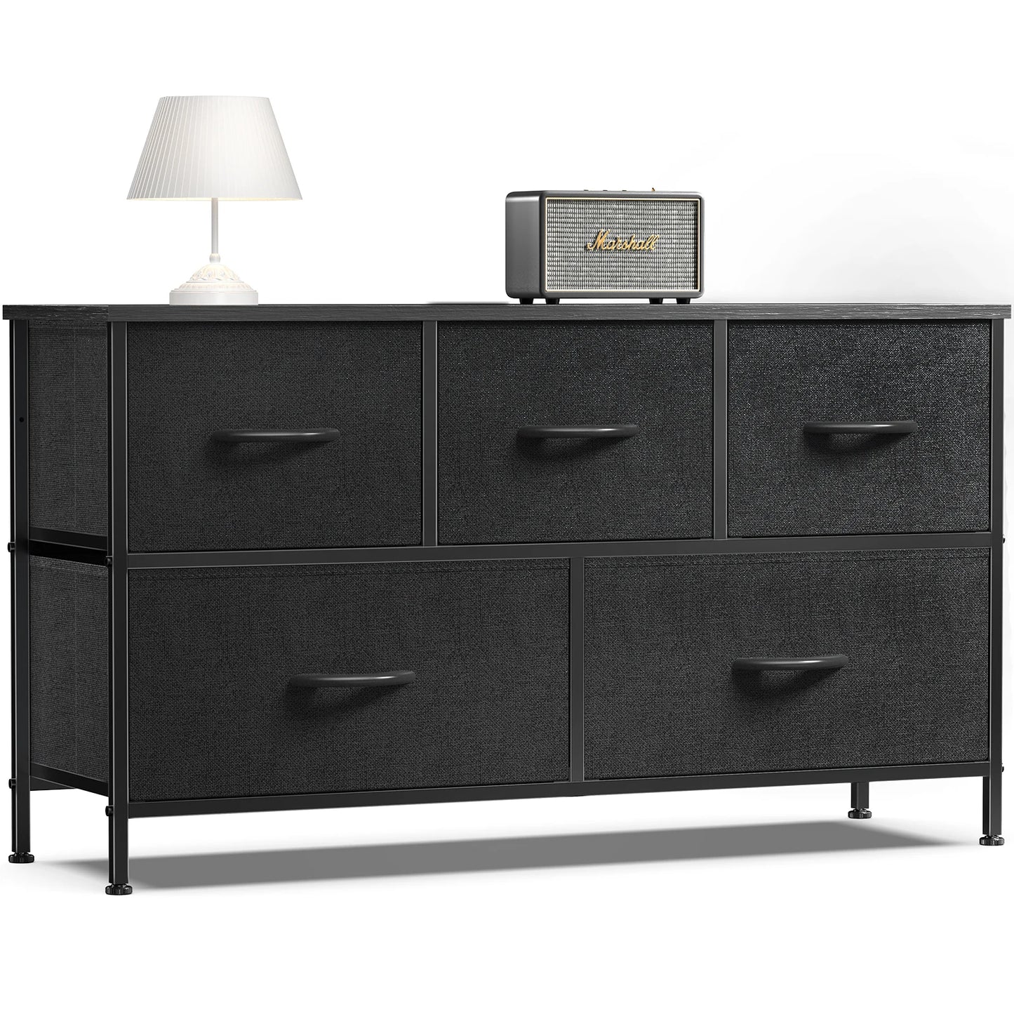 JHK Living Room Display Cabinet With Fabric Drawers And Steel Frame