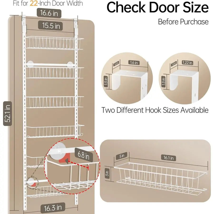 Adjustable Cabinet Door Organizer 6 Tier Hanging Spice Rack Pantry