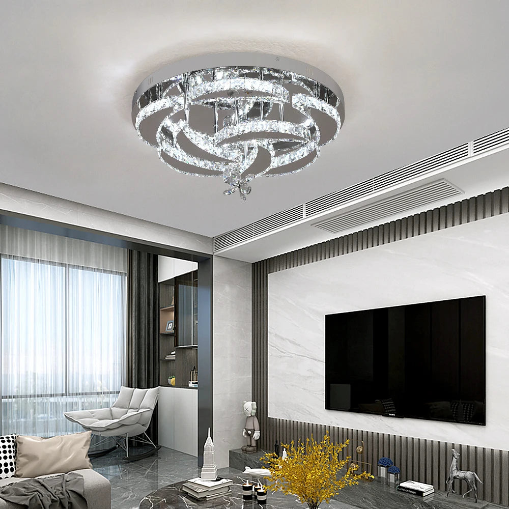 Vetrulus Crystal Chandelier Led Pendant Light Living Dining Room Dimmable