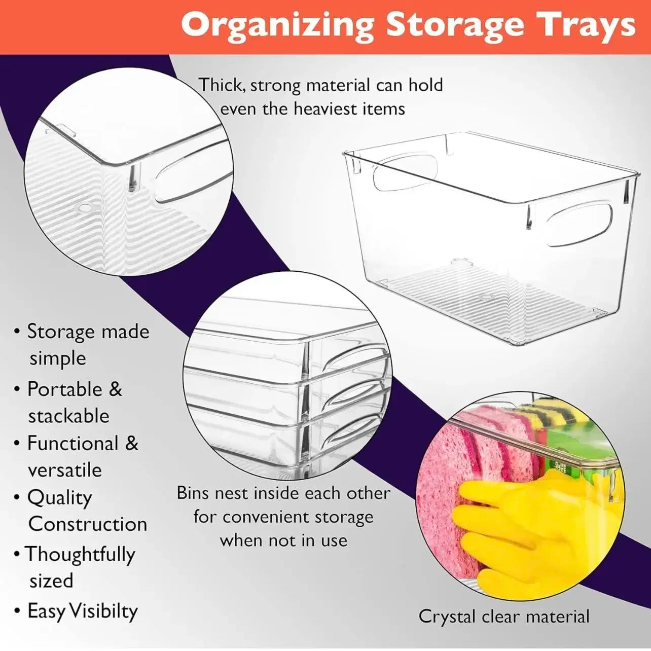 Clear Plastic Storage Bins for Pantry and Kitchen Organization