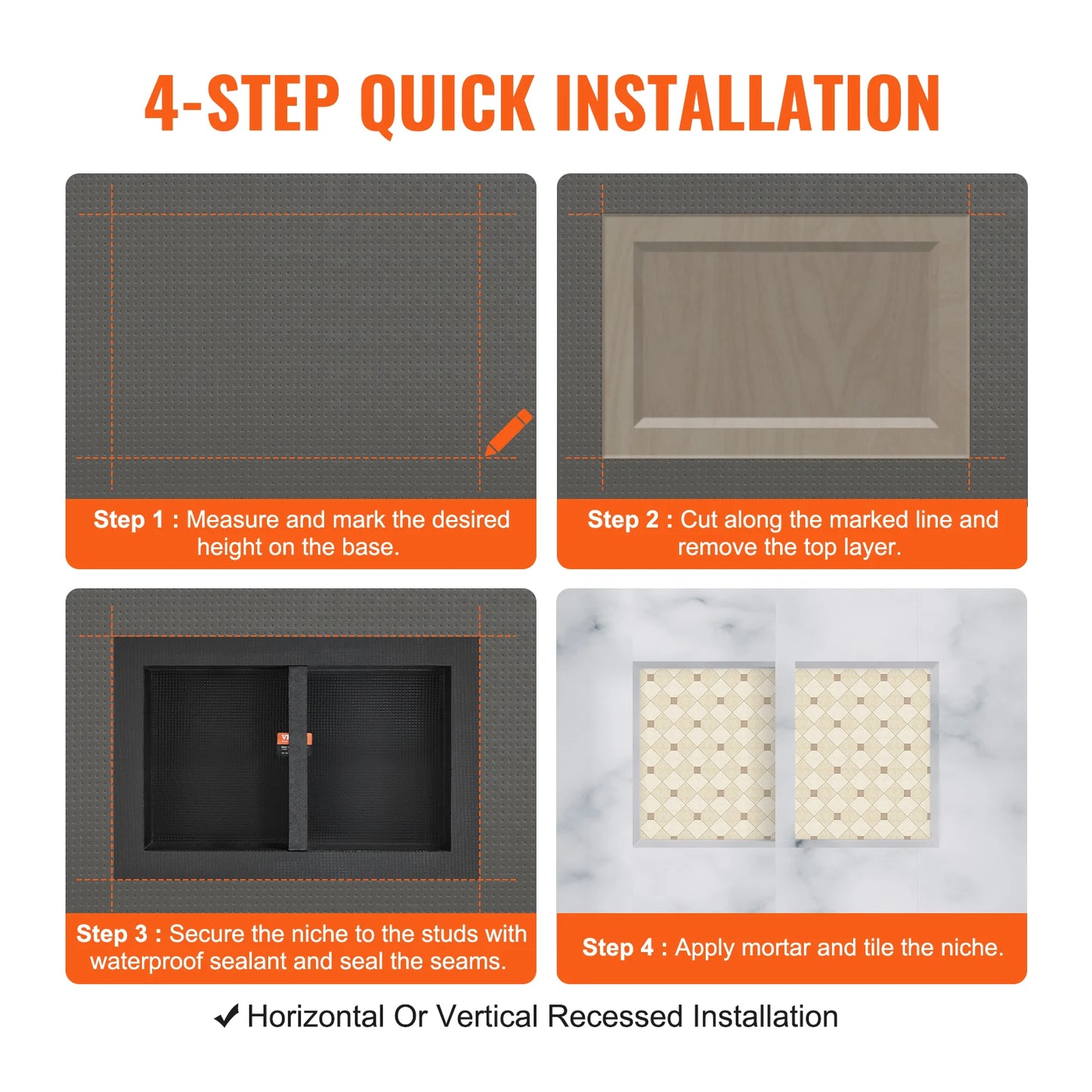 Shower Niche Shelf Organizer For Tile Corners Recessed Soap Storage