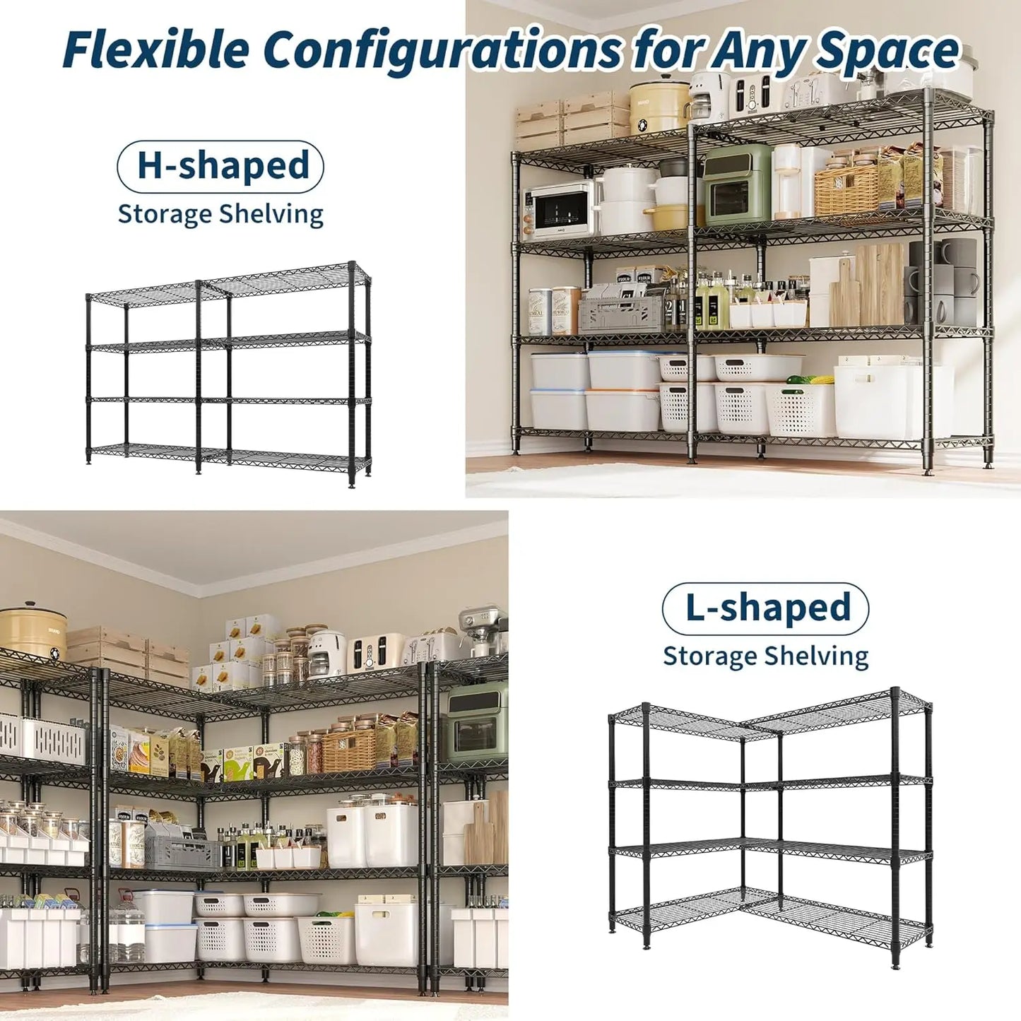 TWISTER.CK Heavy Duty Metal Storage Shelves Four Tier Unit