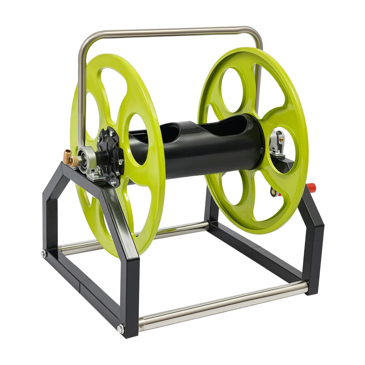 Garden Hose Reel With 360 Swivel Nozzle And Crank Handle