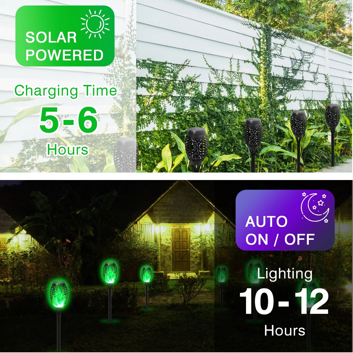 Green Solar Flame Light Outdoor Torch Lamp For Garden Decor
