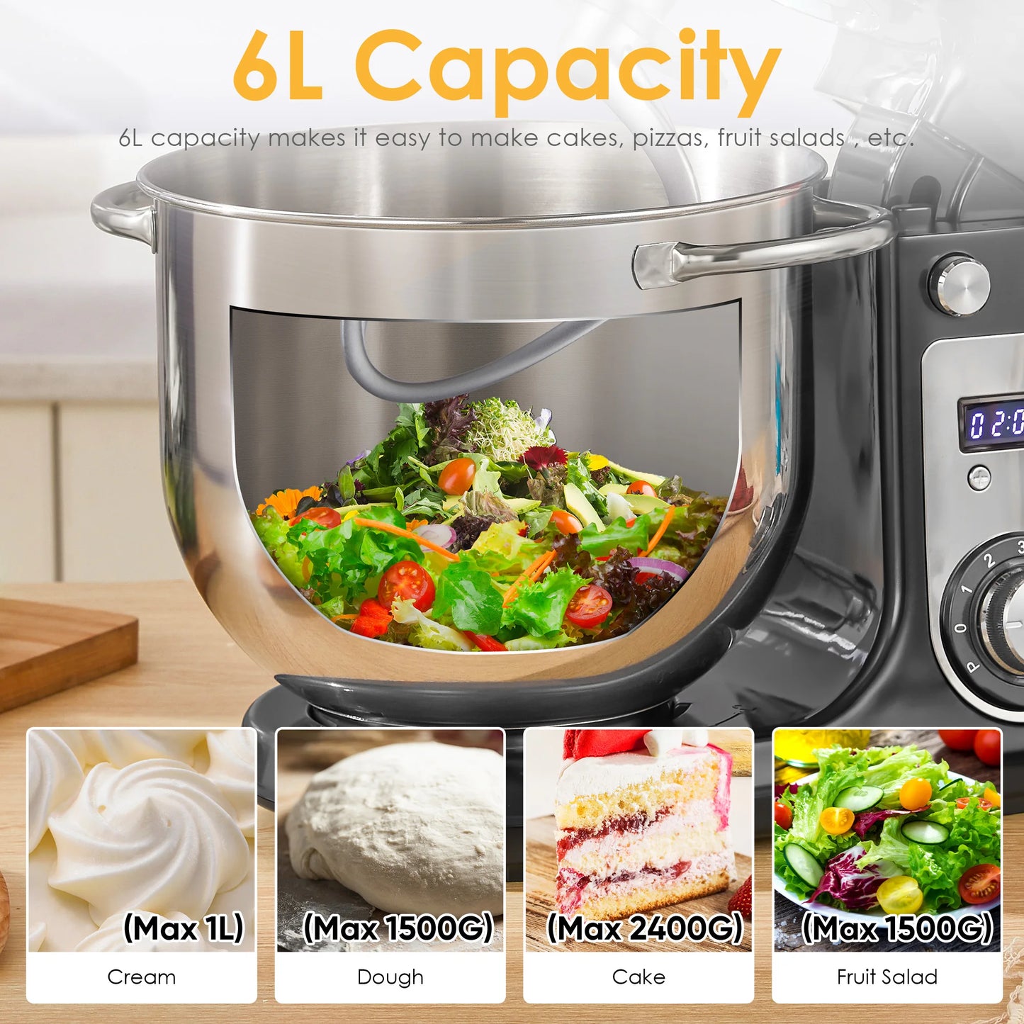 Biolomix Kitchen Stand Mixer And Blender Quiet DC Motor Six Speed