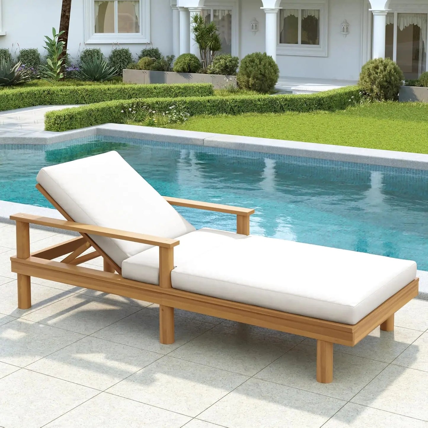 5-Position Adjustable Outdoor Chaise Lounge Set with Steel Frame
