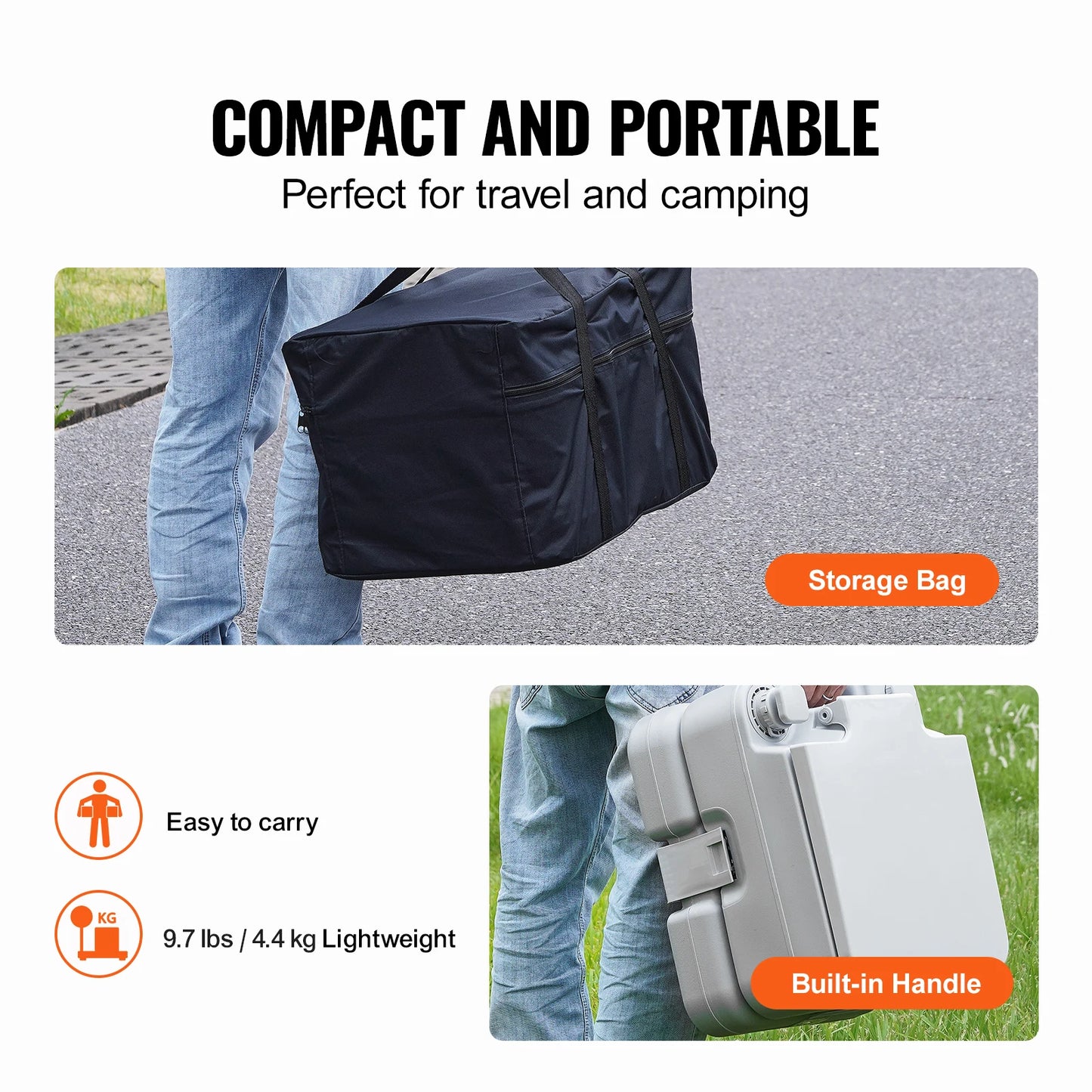 SucceBuy Portable Camping Toilet With Pressurized Flush Cyclone System