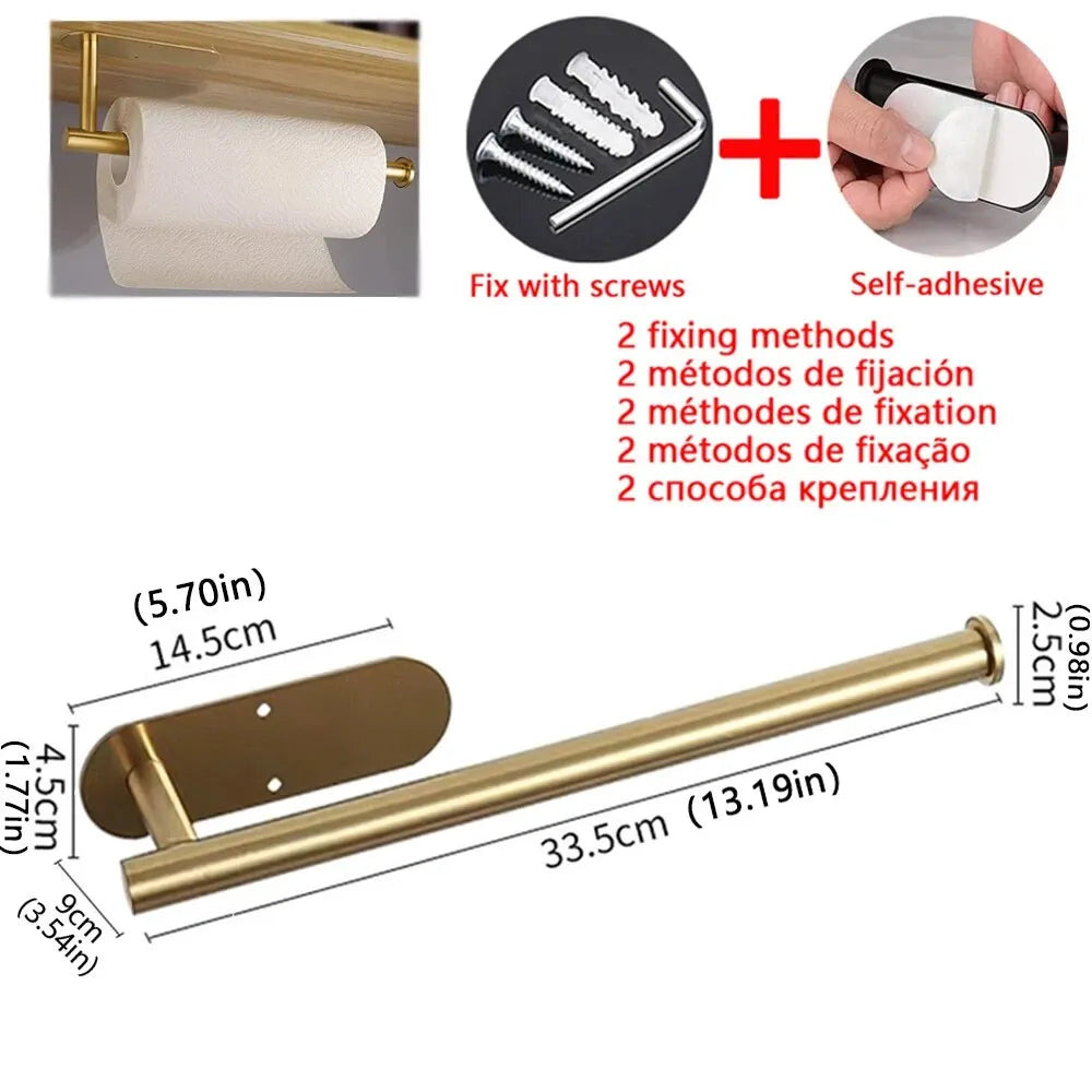 Stainless Steel Adhesive Paper Towel Holder Napkin Rack Bathroom Dispenser
