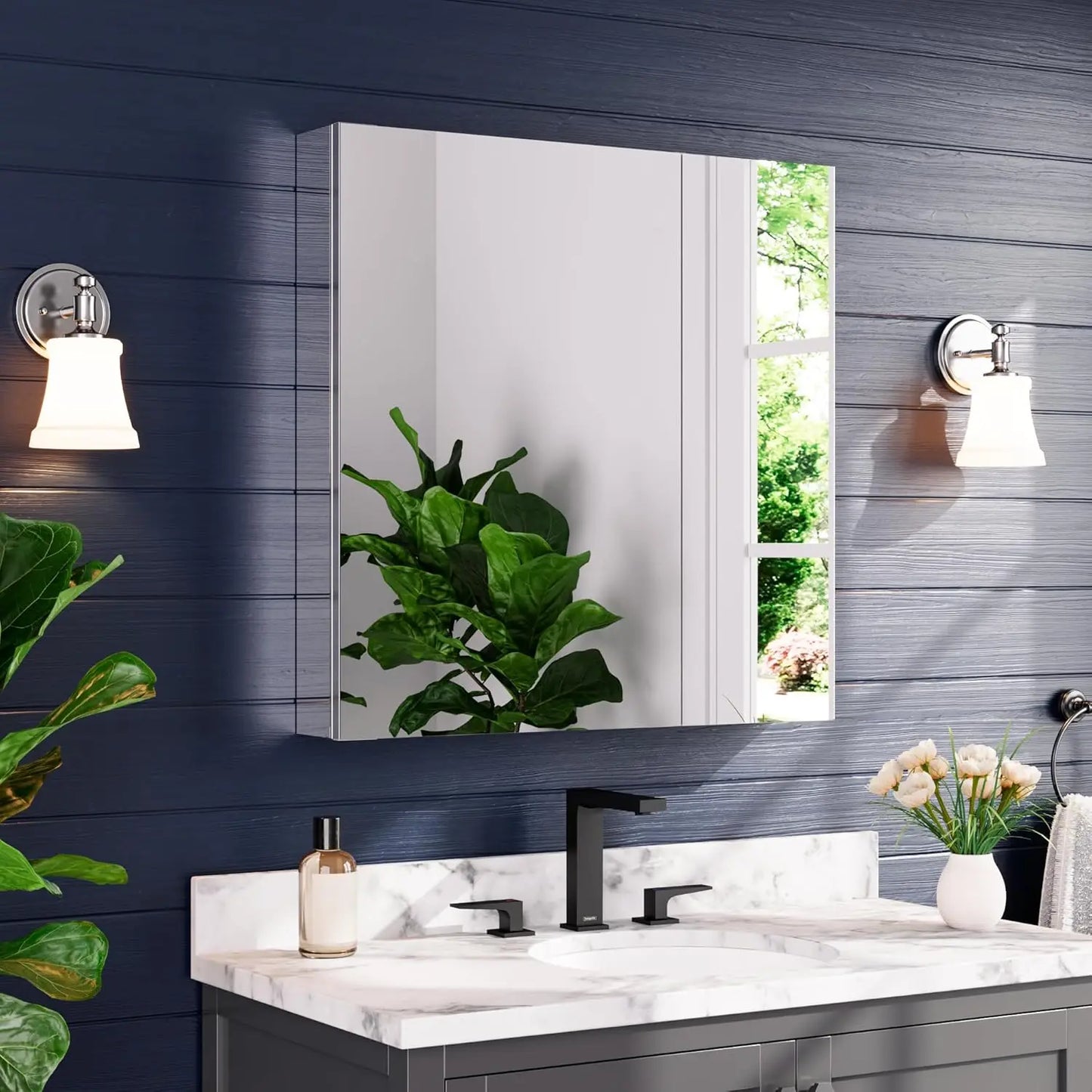 Medicine Cabinet 30" x 30", Bathroom Medicine Cabinet with Mirror, Recessed Medicine Cabinets with Adjustable, Customized