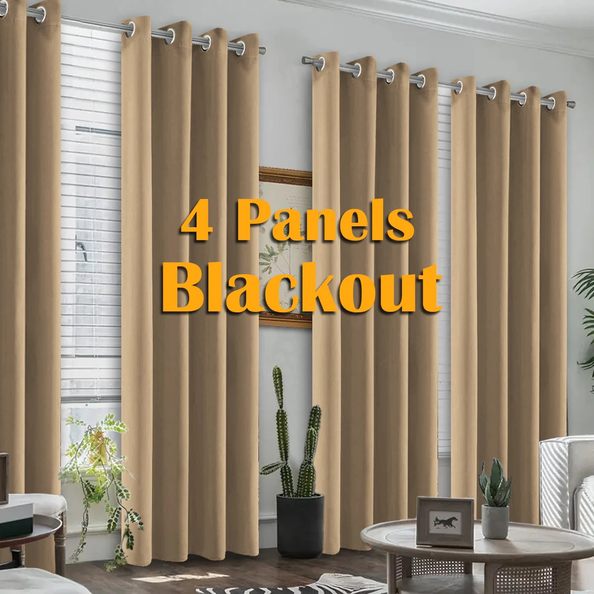 Blackout Heat Insulated Grommet Curtains For Bedroom And Living Room