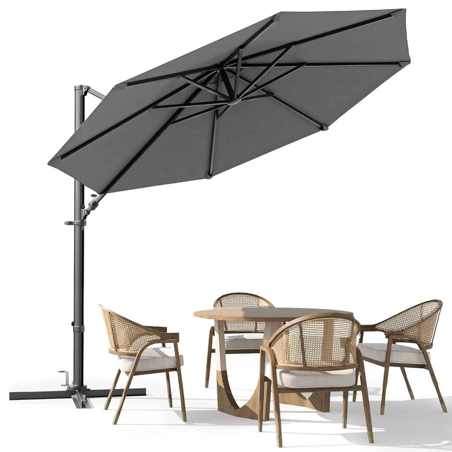 Outdoor Patio Umbrella With 360 Degree Rotation Offset Market Umbrella