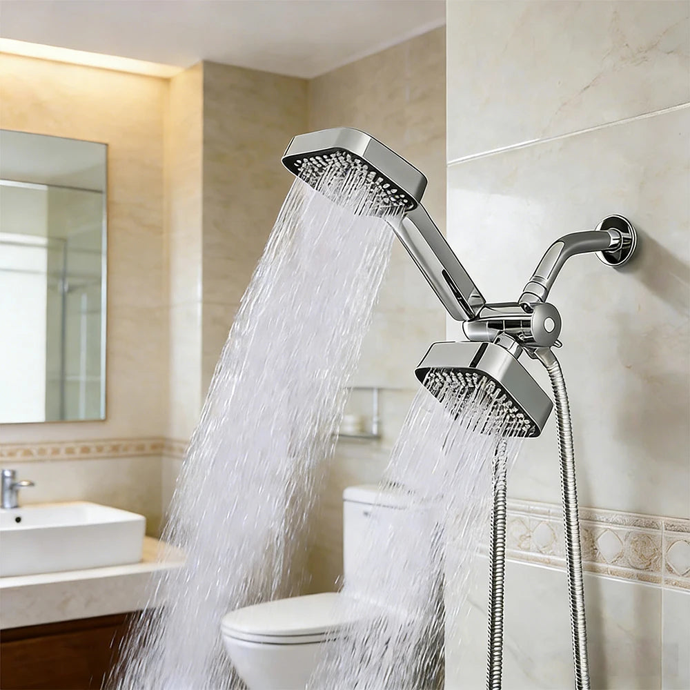 Two In One Shower Set With Handheld Head And Long Hose Square Design