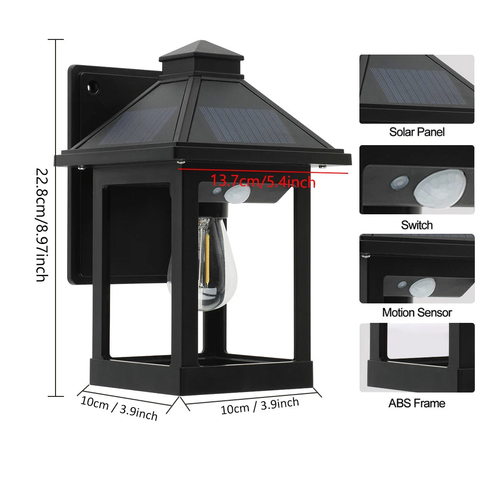Solar Powered Wall Lanterns 2 Pack Dusk to Dawn Sensor