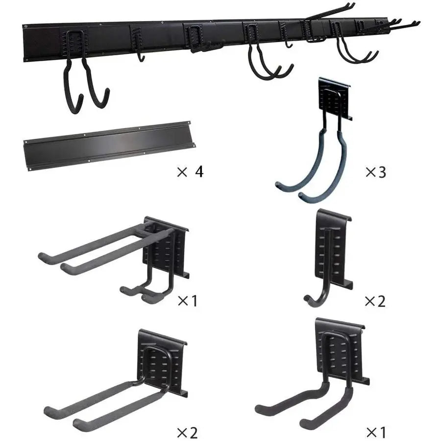 Tool Storage Rack Adjustable Garage Organizer With 9 Hooks