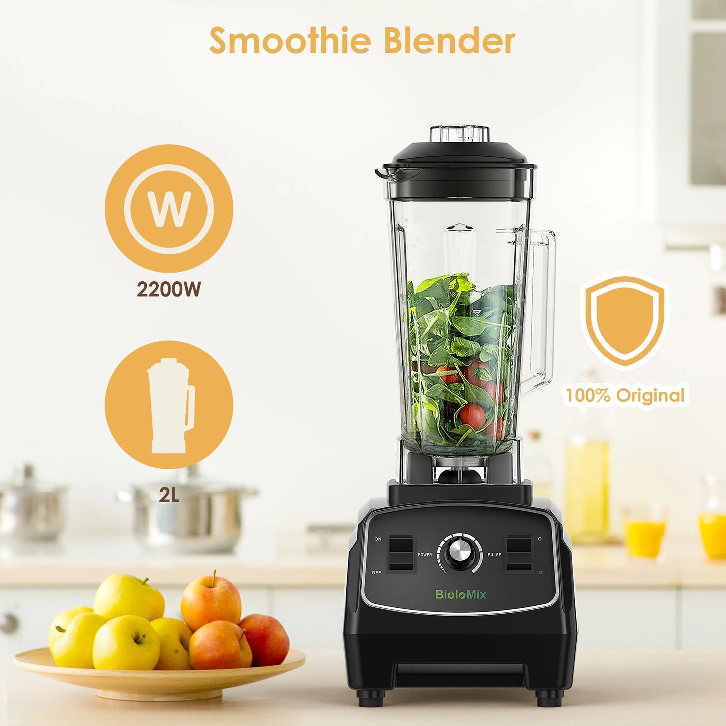 Biolomix Heavy Duty Blender Processor 3HP 2200W For Commercial Use
