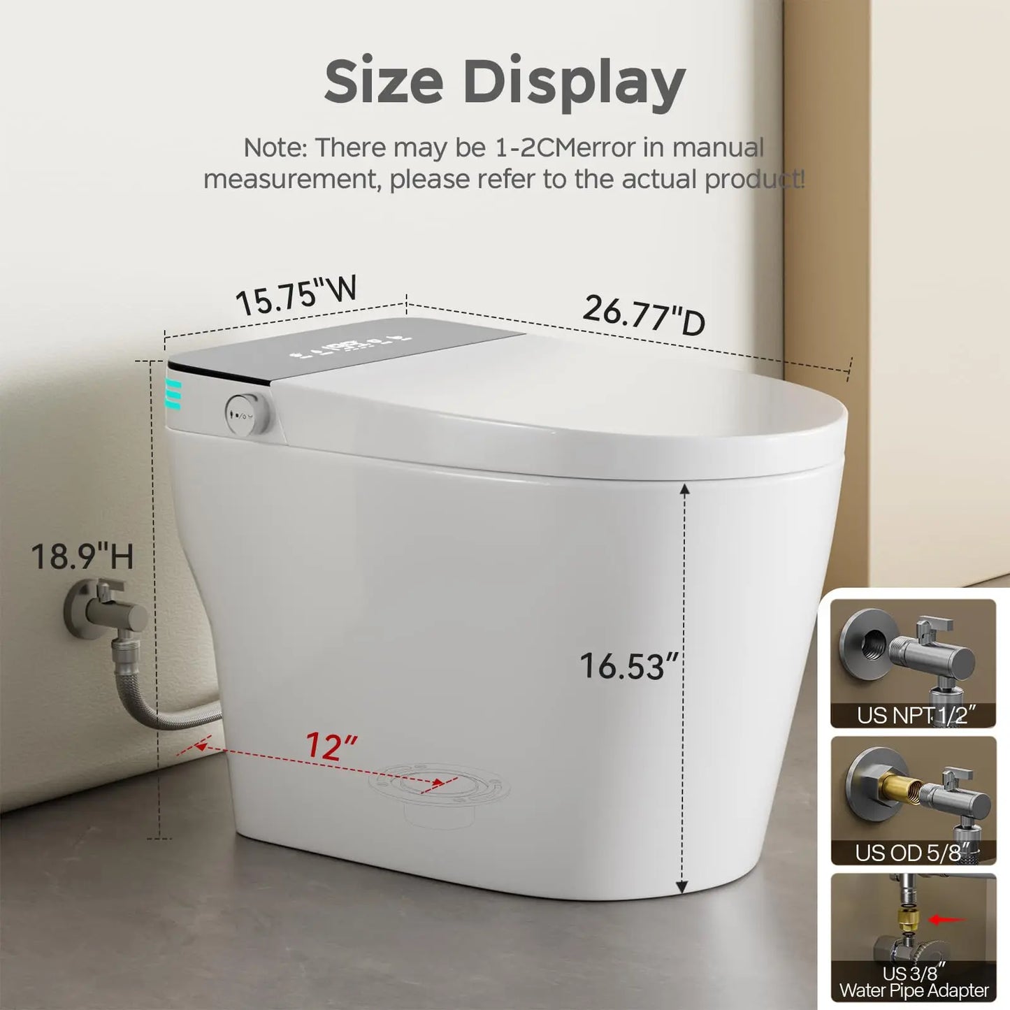 Smart Toilet With Built In Bidet And Heated Seat Automatic Open Close Dual Flush