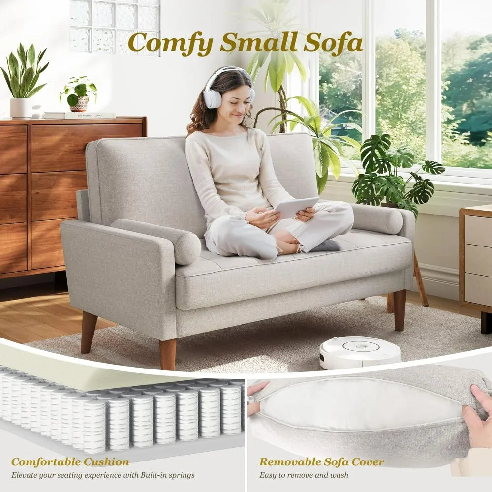 Vesgantti Velvet Loveseat Sofa With Solid Wood Legs Mid-Century Modern