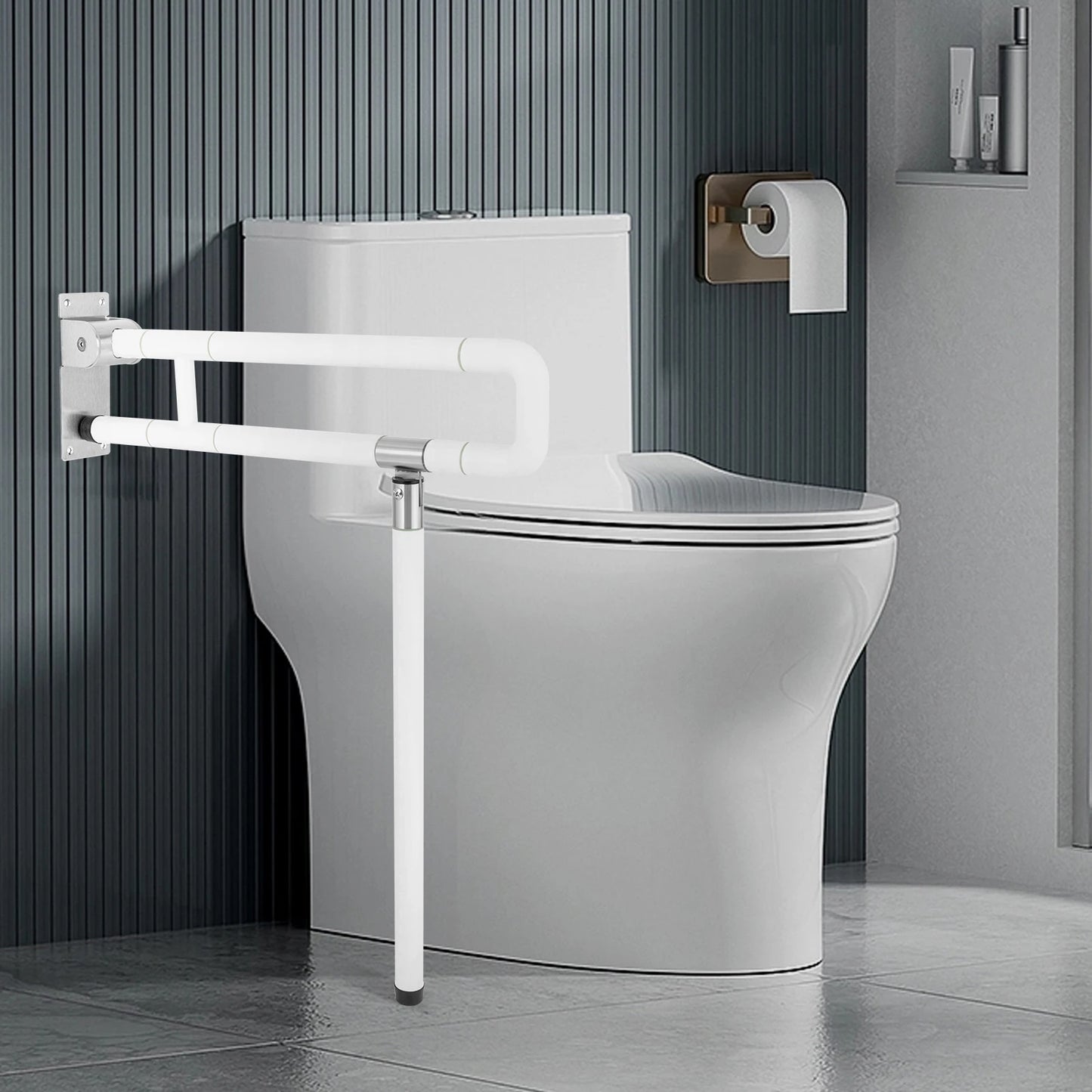 Metal Toilet Grab Bar Wall Mount Foldable Disabled Assist Handle