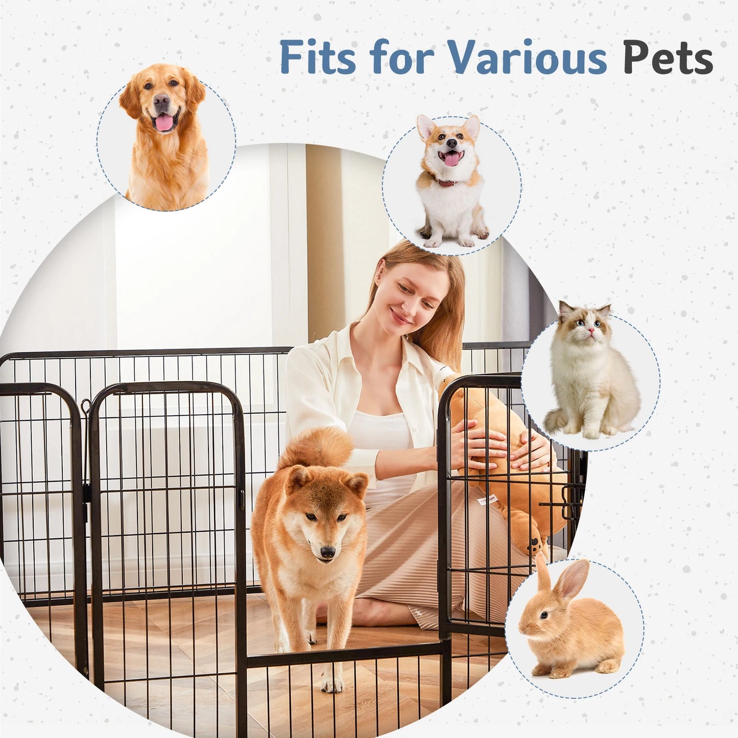 JHK Metal Foldable Dog Playpen Pet Fence For Outdoor Use