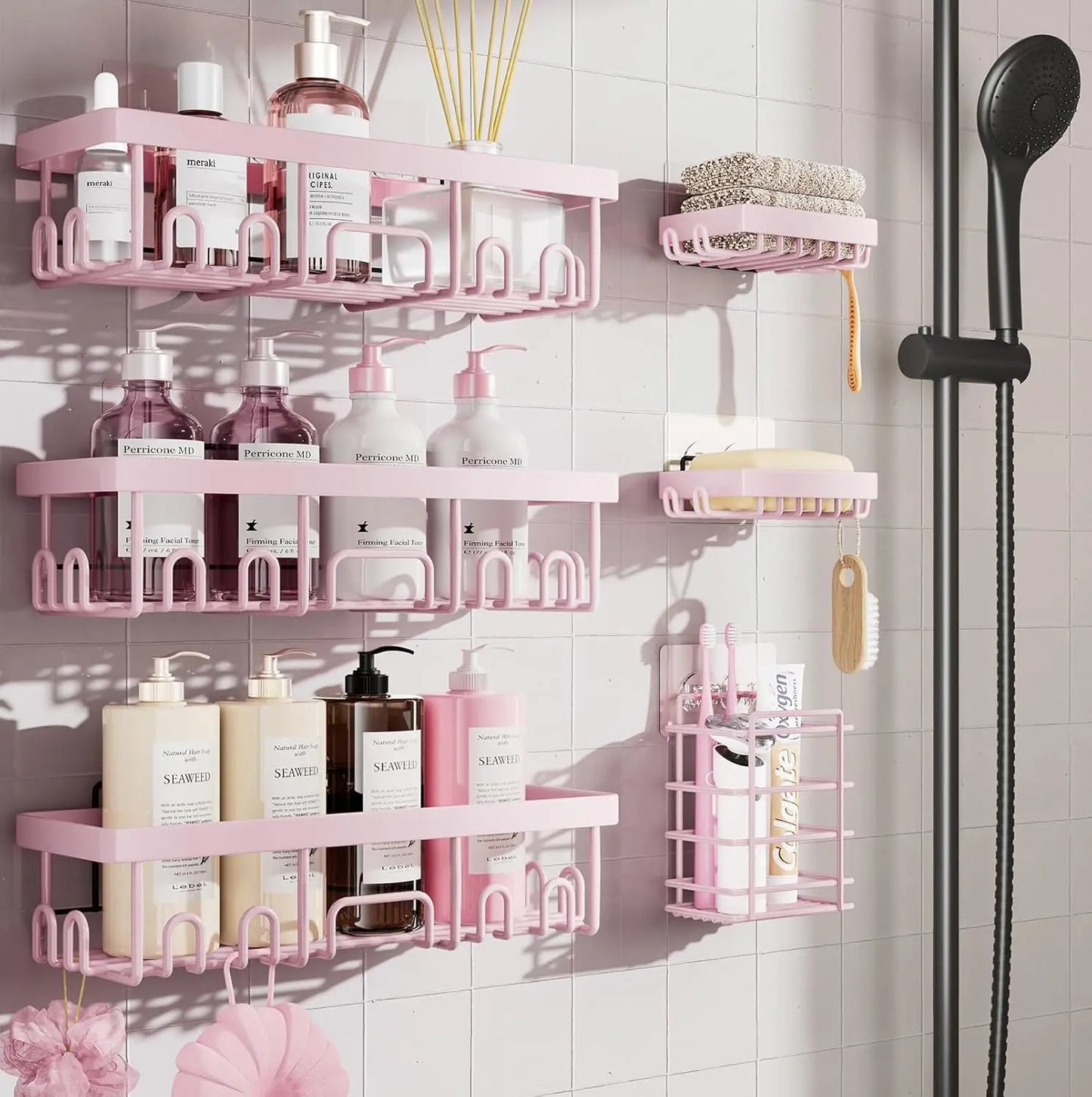 Stainless Steel Shower Caddy Organizer With Adhesive Mount